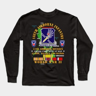 188th Airborne Infantry - The Philippines - WWII w PAC SVC X 300 Long Sleeve T-Shirt